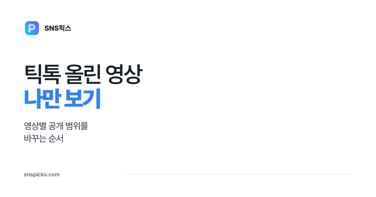틱톡 영상 나만 보기 설정: 올린 영상의 공개 범위 바꾸는 법 대표 이미지
